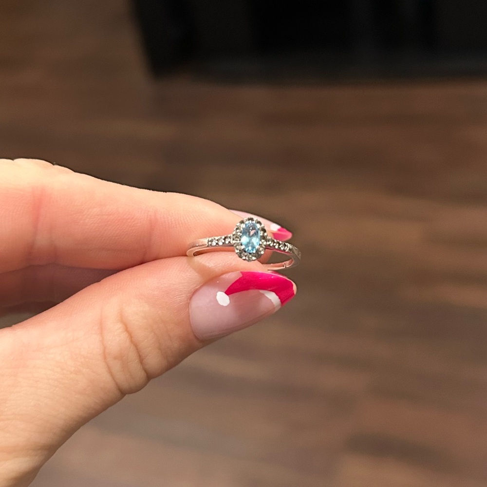 Blue Topaz and diamond ring
